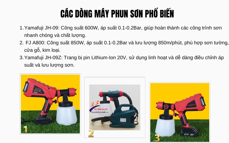 Các dòng máy phun sơn phổ biến