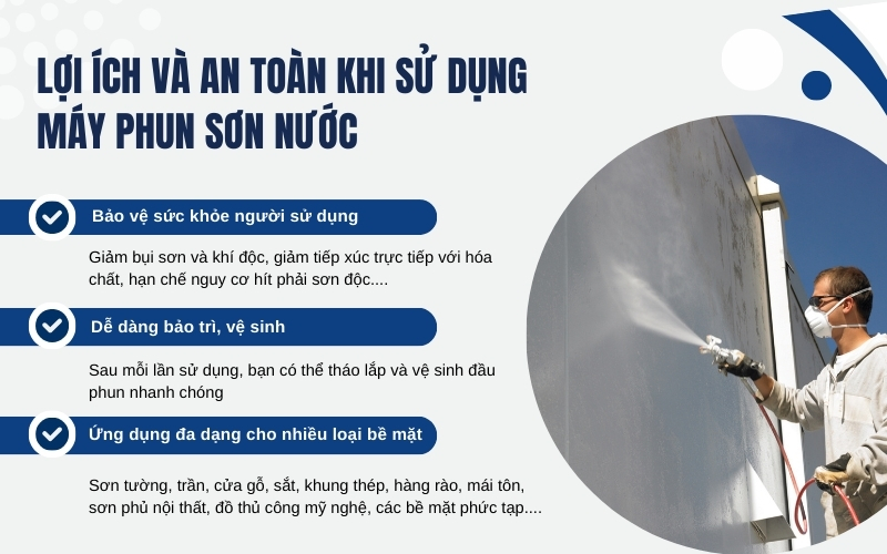 Lợi ích và an toàn khi sử dụng máy phun sơn nước