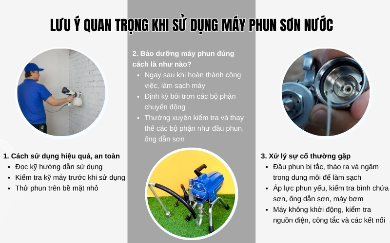 Lưu ý quan trọng khi sử dụng máy phun sơn nước