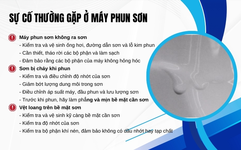 Sự cố thường gặp ở máy phun sơn