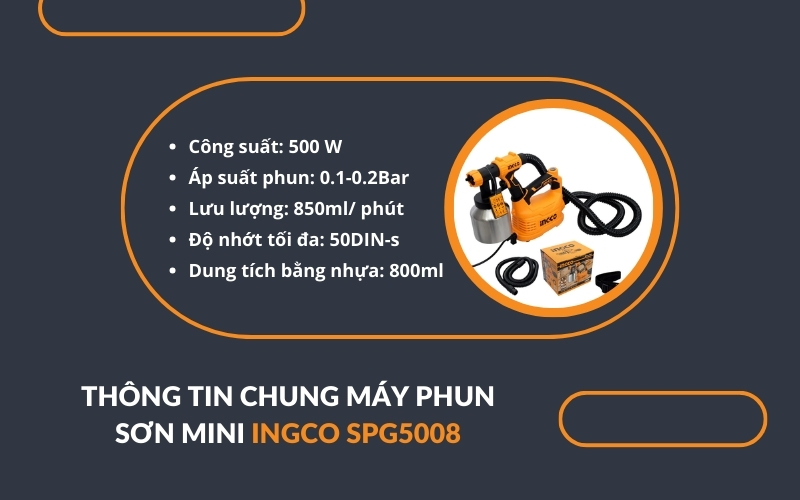 Thông tin chung máy phun sơn mini Ingco SPG5008