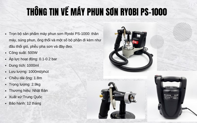Thông tin về máy phun sơn Ryobi PS-1000