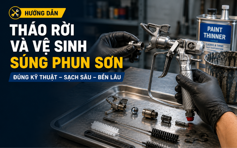 Hướng dẫn tháo rời và vệ sinh súng phun sơn đúng kỹ thuật