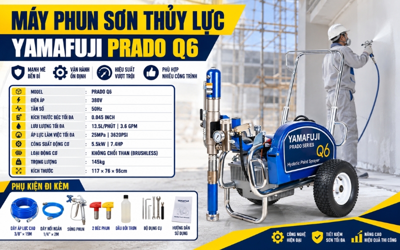Thông số máy phun sơn thủy lực Yamafuji Prado Q6
