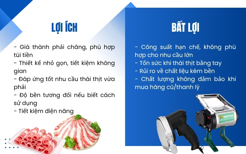 Điểm cộng và bất lợi khi mua máy thái thịt giá rẻ