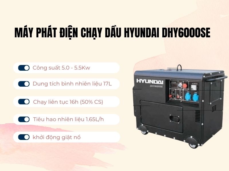 Máy phát điện Hyundai DHY6000SE