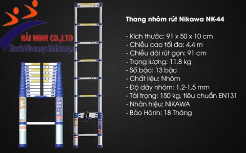 Thang nhôm rút đơn Nikawa NK-44