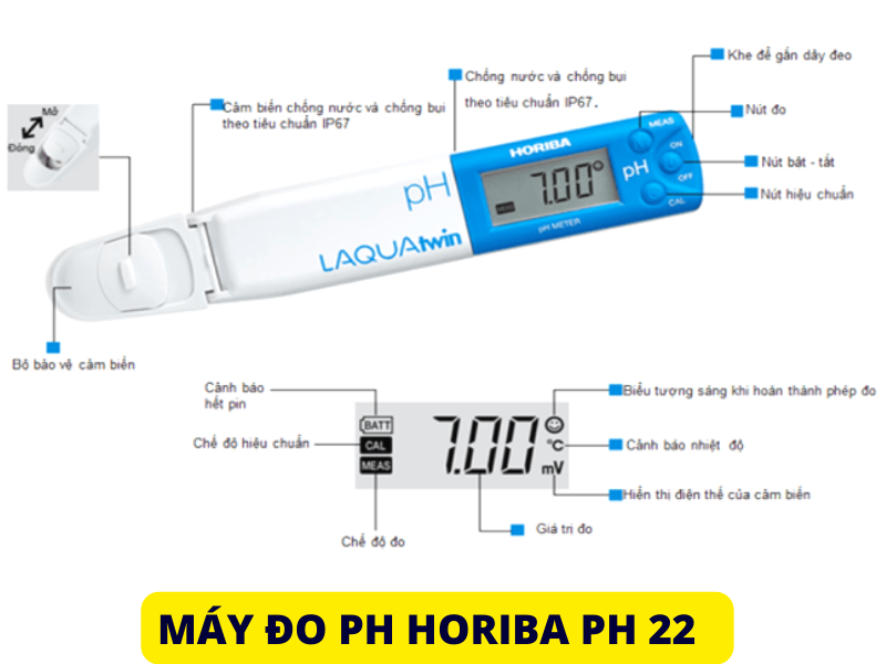 Kiểu dáng cấu tạo máy đo pH Horiba pH 22
