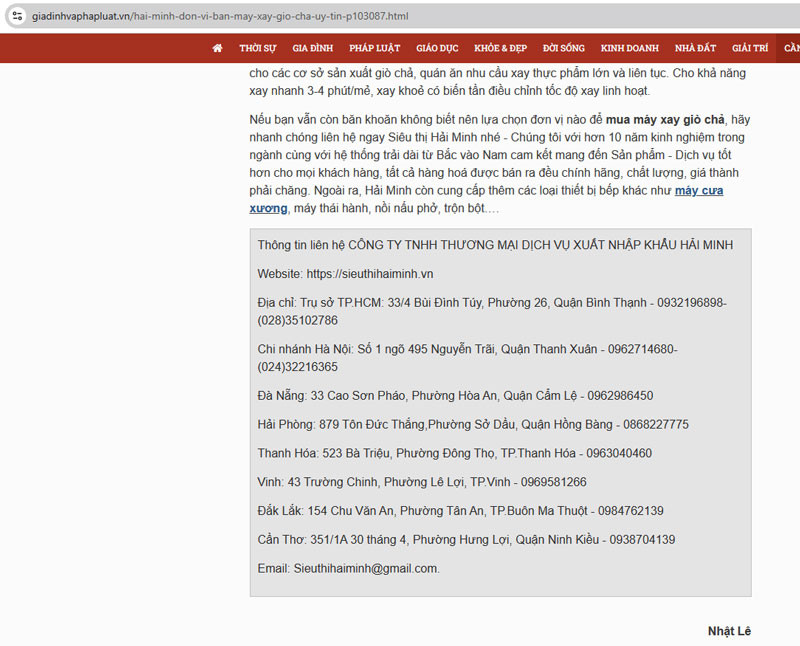 Thông tin liên hệ