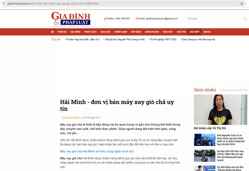 Giadinhvaphapluat.vn | Đơn vị bán máy xay giò chả uy tín