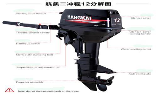 Máy chạy thuyền bằng xăng HangKai công suất 12HP HK-12HP-2T
