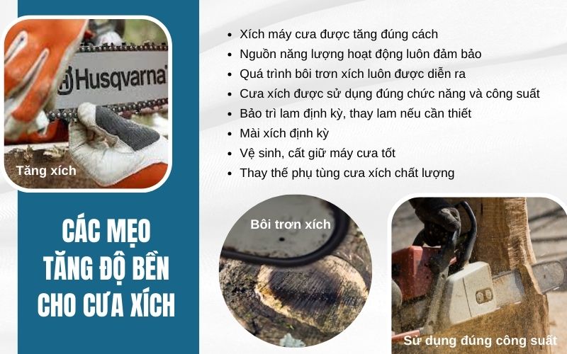 Các mẹo tăng độ bền cho cưa xích