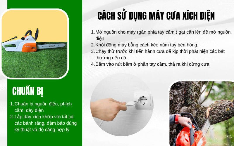 Cách sử dụng máy cưa xích điện