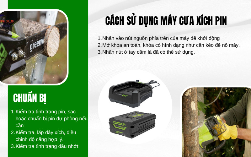 Cách sử dụng máy cưa xích pin