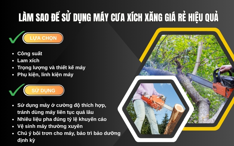 Lưu ý khi sử dụng máy cưa xích xăng giá rẻ