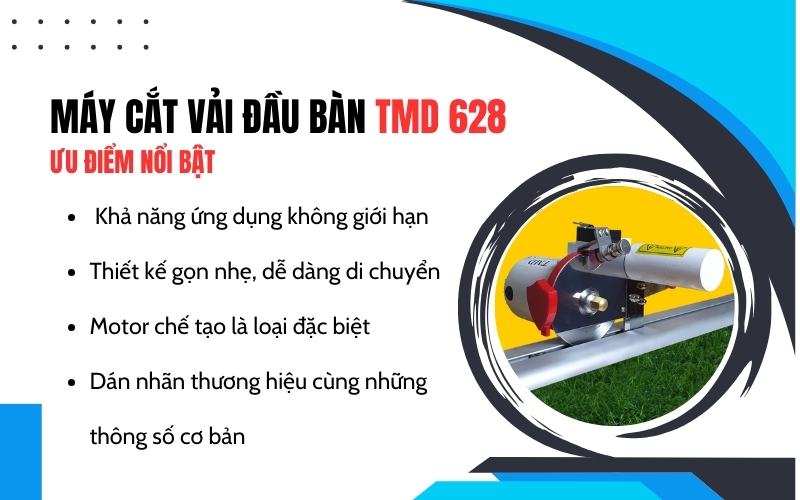 Máy cắt vải đầu bàn TMD 628, chiều dài 2.8m