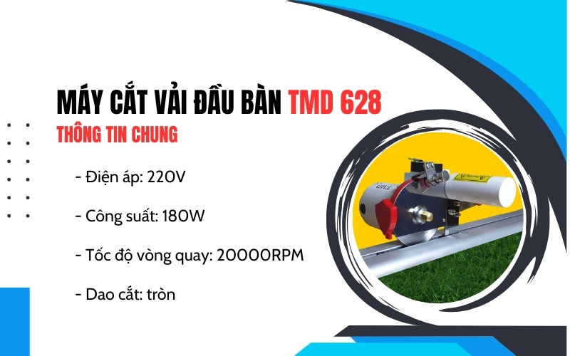 Máy cắt vải đầu bàn TMD 628, chiều dài 2.8m
