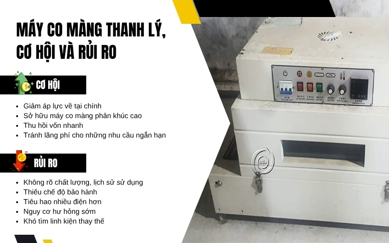 Máy co màng thanh lý, cơ hội và rủi ro