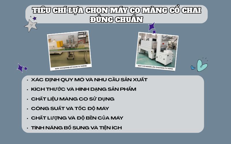 Tiêu chí lựa chọn máy co màng cổ chai đúng chuẩn