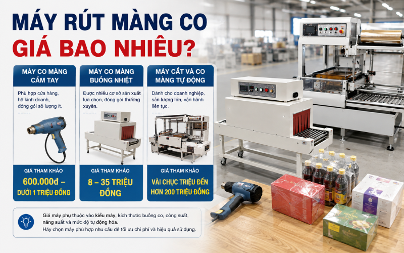 Máy rút màng co giá bao nhiêu