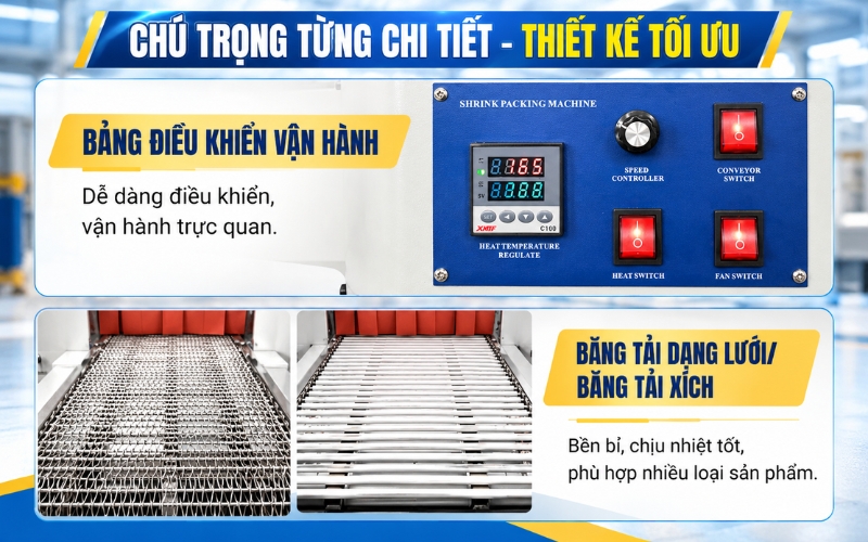Thiết kế tương đối gọn, phù hợp nhiều không gian sản xuất