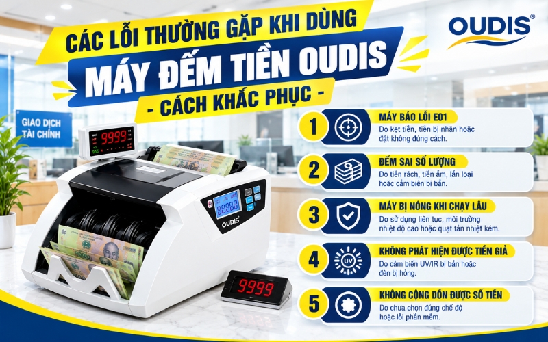 Các lỗi thường gặp khi dùng máy đếm tiền Oudis - Cách khắc phục