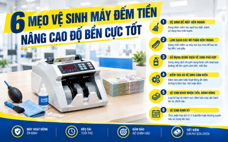 6 Mẹo vệ sinh máy đếm tiền nâng cao độ bền cực tốt