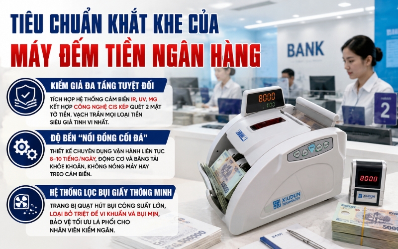 Tiêu chuẩn khắt khe của máy đếm tiền dùng trong ngân hàng