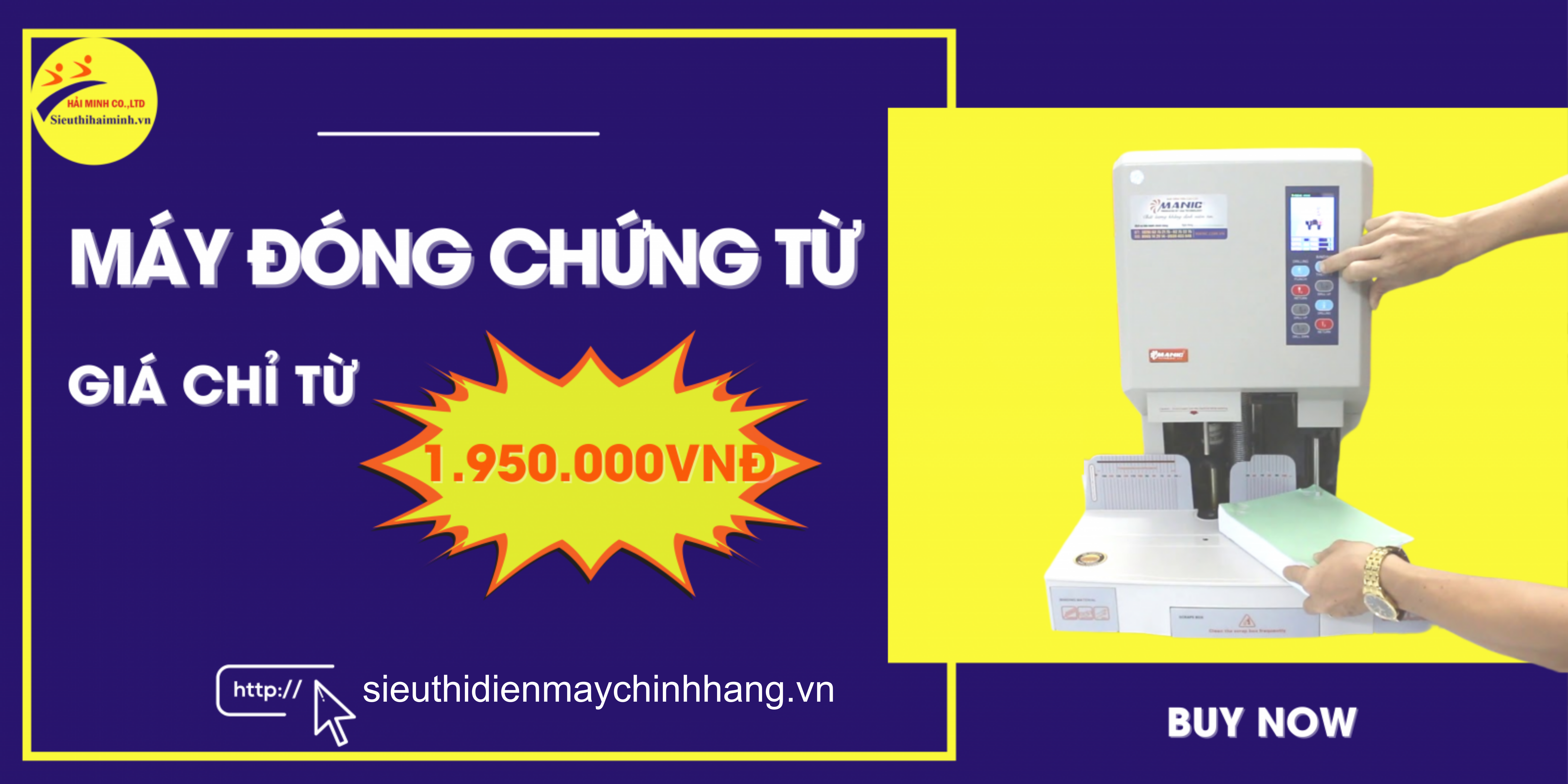 Máy đóng chứng từ tạo Siêu thị Điện máy Hải Minh