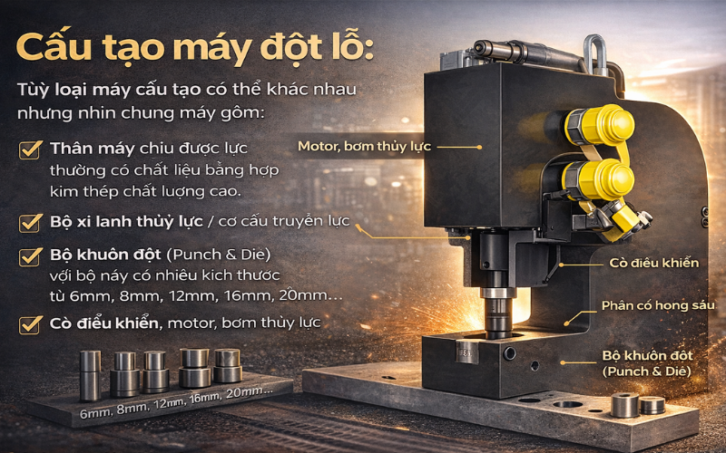 Máy đột lỗ là gì? Tìm hiểu các loại máy đột lỗ phổ biến hiện nay