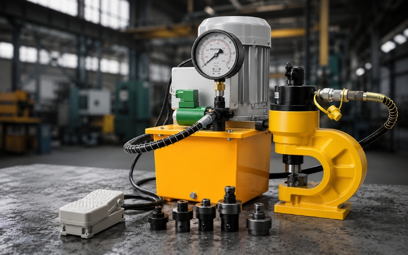 Máy đột lỗ sử dụng bơm điện thủy lực