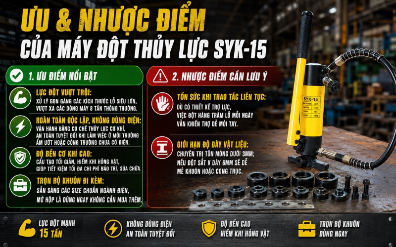 Ưu và nhược điểm của máy đột SYK-15