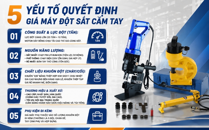 Những yếu tố ảnh hưởng đến giá máy đột sắt cầm tay