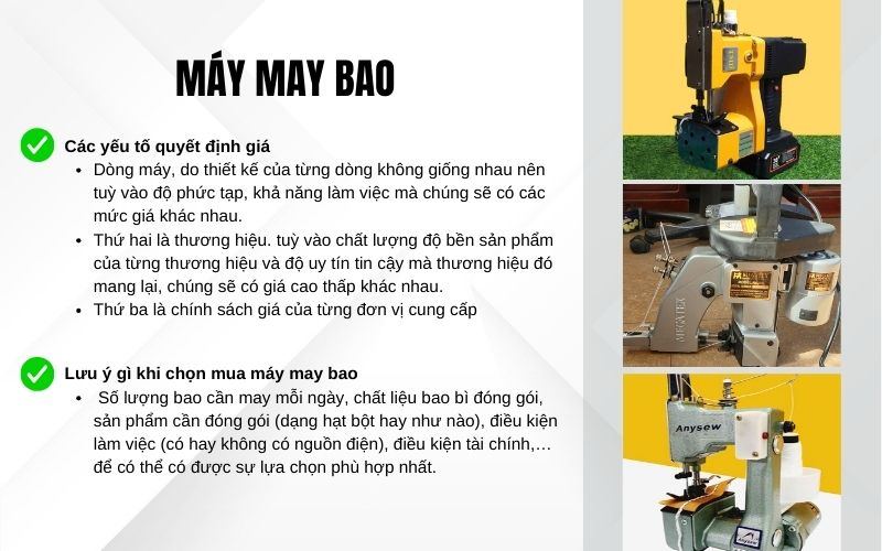 Các yếu tố quyết định đến giá máy may bao và lưu ý khi chọn mua