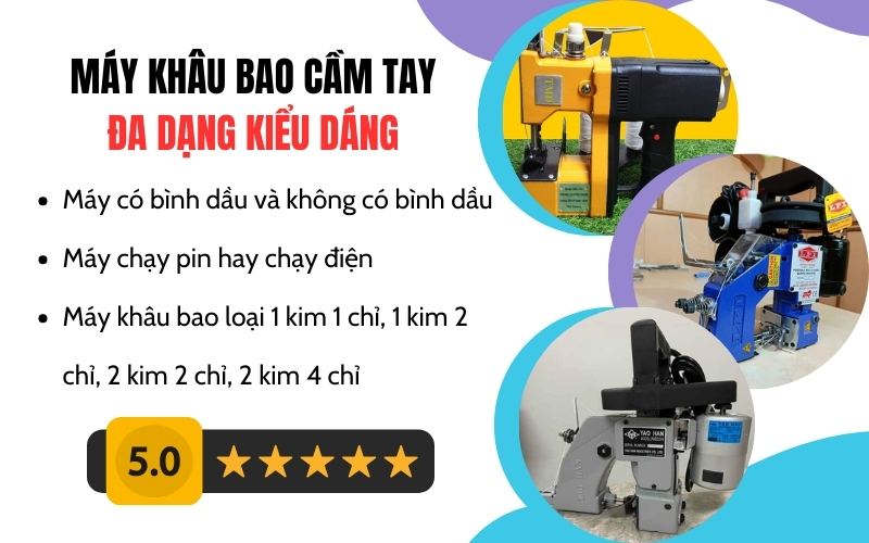 Máy khâu bao cầm tay đa dạng kiểu dáng