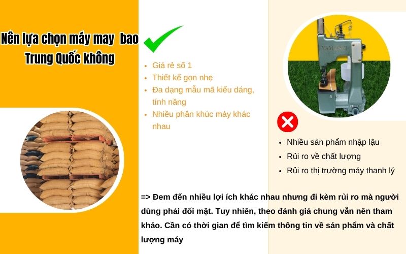 Nên lựa chọn máy may miệng bao Trung Quốc không