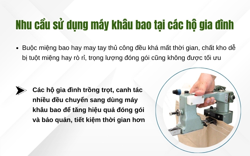 Nhu cầu sử dụng máy khâu bao tại các hộ gia đình