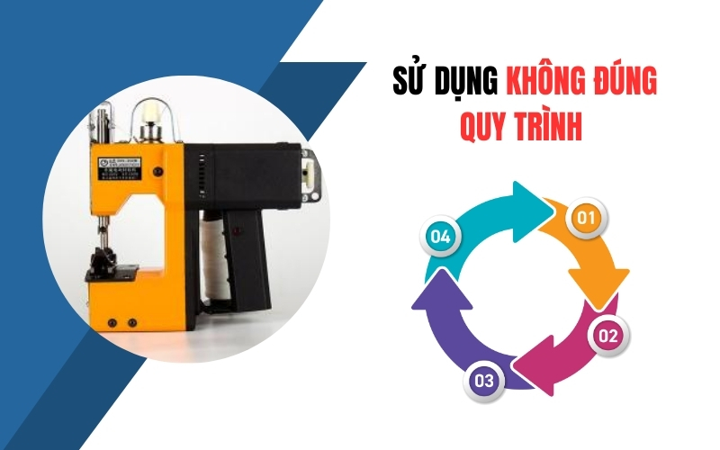 Sử dụng máy may miệng bao không đúng quy trình