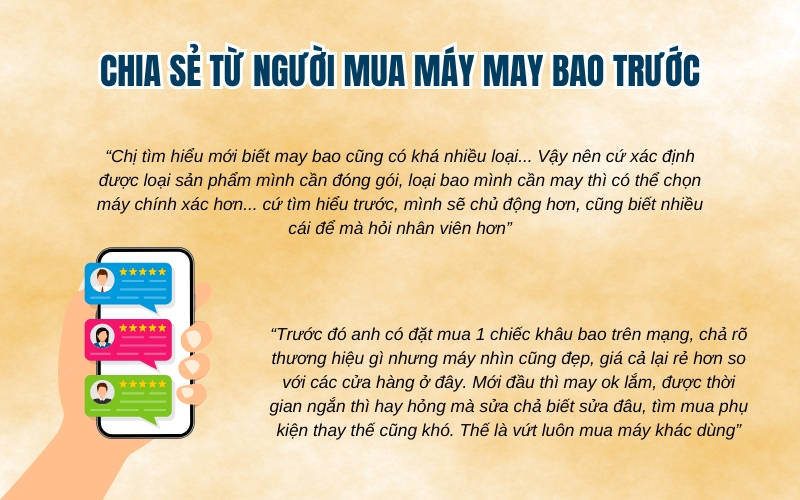 chia sẻ từ người mua máy may bao trước đó