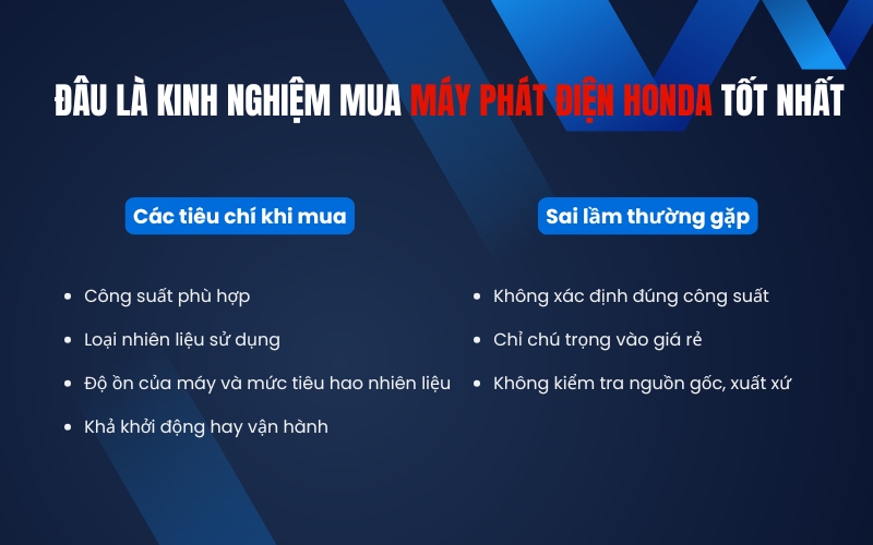 Đâu là kinh nghiệm mua máy phát điện Honda tốt nhất