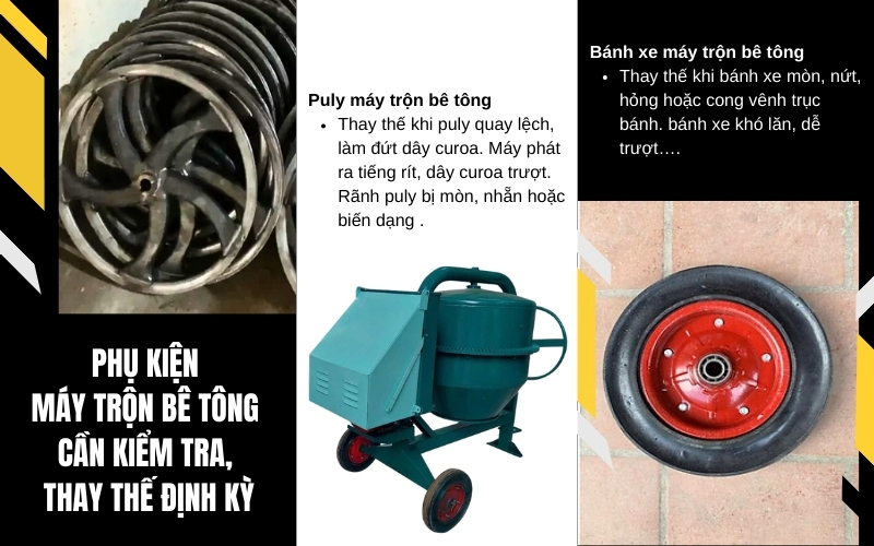  Các phụ kiện máy trộn bê tông cần kiểm tra, thay thế định kỳ