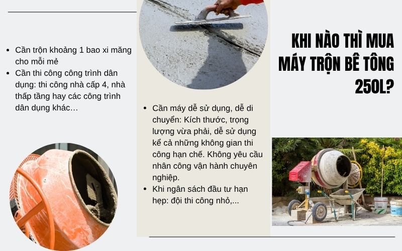 Khi nào thì mua máy trộn bê tông 250L