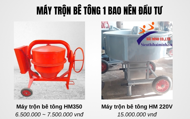 Máy trộn bê tông 1 bao nên đầu tư