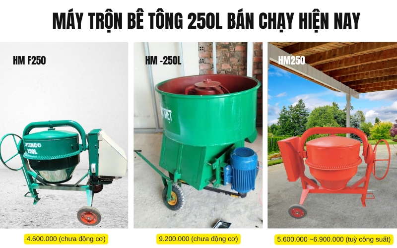 Máy trộn bê tông 250L bán chạy hiện nay