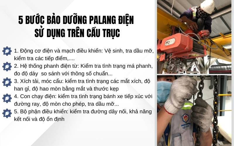 5 bước bảo dưỡng palang điện sử dụng trên cầu trục