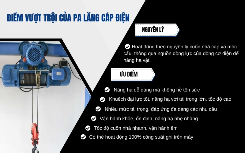 điểm vượt trội của pa lăng cáp điện