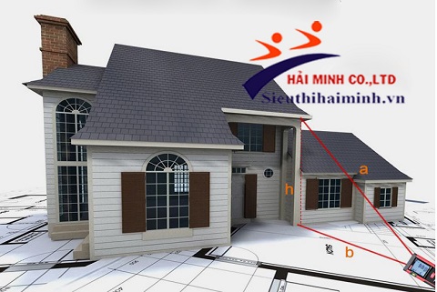 sử dụng máy đo khoảng cách đo ngôi nhà