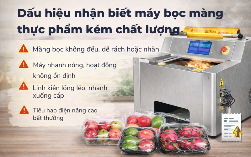 Dấu hiệu nhận biết máy bọc màng thực phẩm kém chất lượng