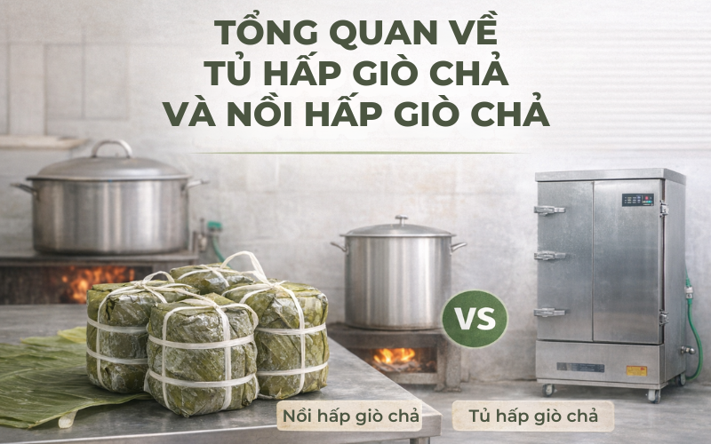 Tổng quan về tủ hấp giò chả và nồi hấp giò chả