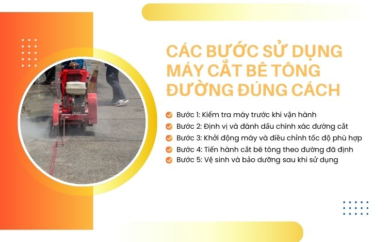 Các bước sử dụng máy cắt bê tông đường
